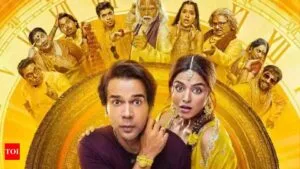 The main star cast of the film in a scene from Bhool Chuk Maaf