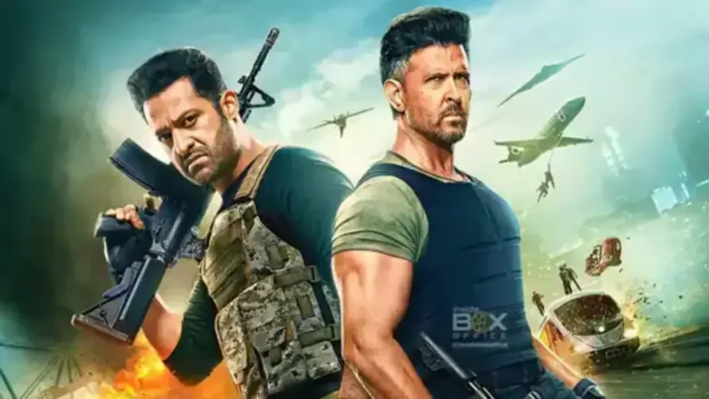 Hrithik Roshan and N.T. Rama Rao Jr. in different scenes of War 2