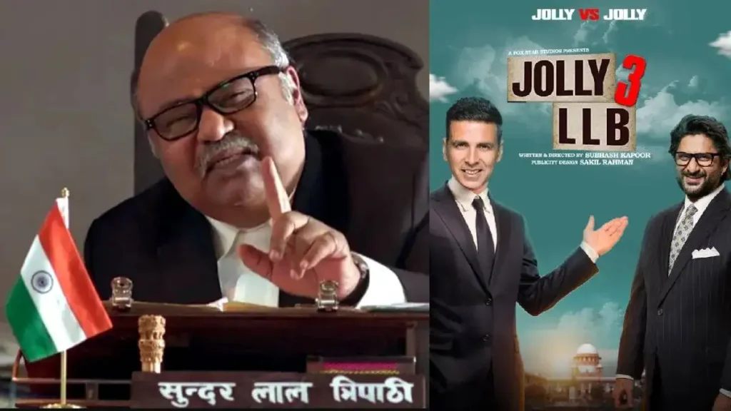 Akshay Kumar, Arshad Warsi and Saurabh Shukla in a still from Jolly LLB 3